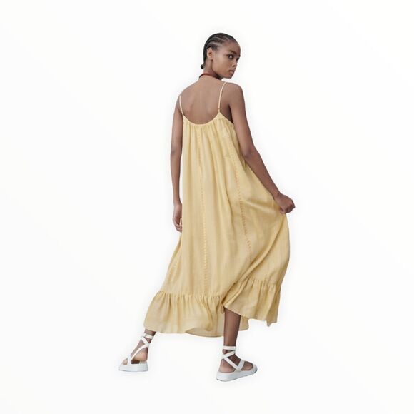 ZARA | Washed Green | Long Embroidered DRESS - Picture 6 of 8